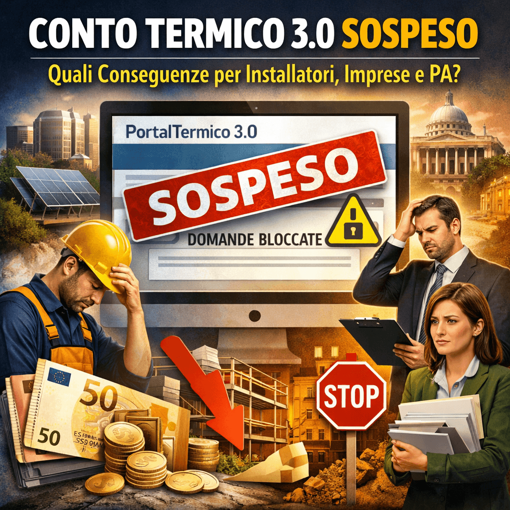 Installatore e manager disperati per la sospensione improvvisa del PortalTermico GSE per il Conto Termico 3.0 nel 2026.