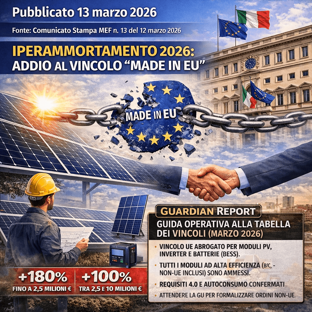 MEF abroga il vincolo Made in EU per l’Iperammortamento 2026: cosa cambia da oggi