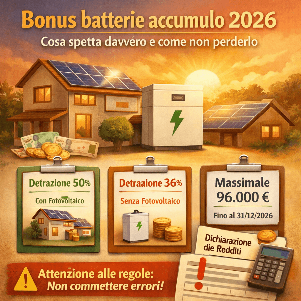 Bonus batterie accumulo 2026: cosa spetta davvero e come non perderlo