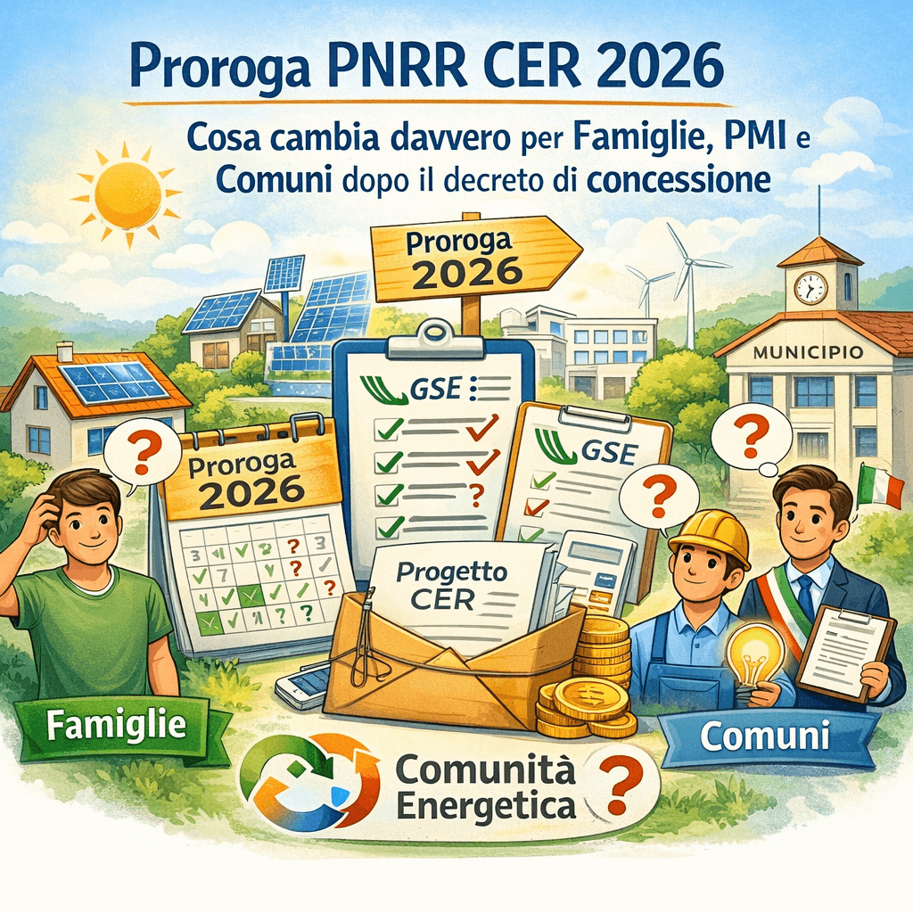 Proroga PNRR CER 2026: cosa cambia davvero per famiglie, PMI e Comuni dopo il decreto di concessione