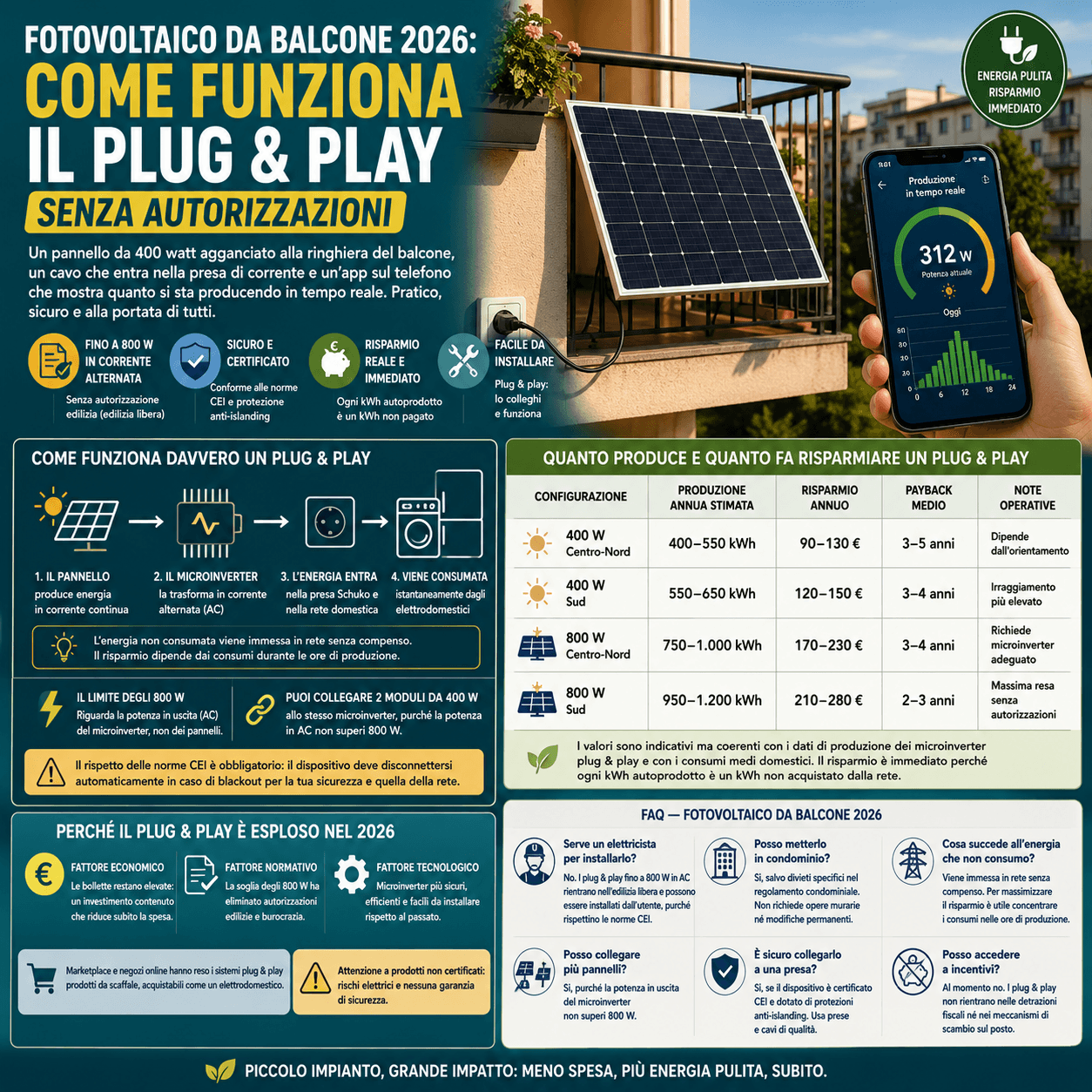 Fotovoltaico da balcone 2026: come funziona il plug & play senza autorizzazioni